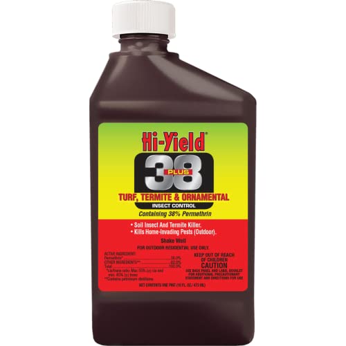 Hi-Yield 38 Plus Control de insectos ornamentales y termitas de césped de permetrina, 16 oz.  Botella